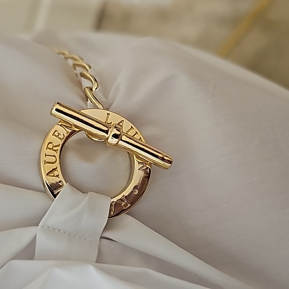 Lauren Ralph Lauren white cotton button down with chain - Picture 3 of 9